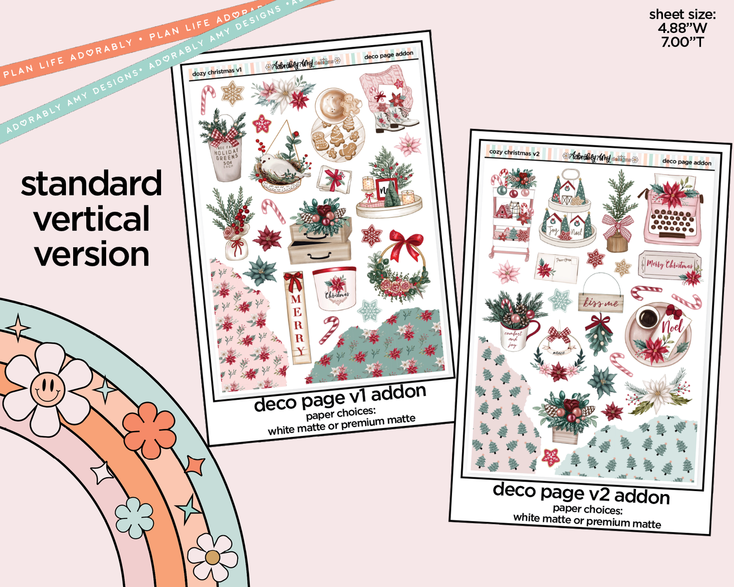Vertical Cozy Christmas Weekly Sticker Kit for Vertical Standard Size Planners or Insert