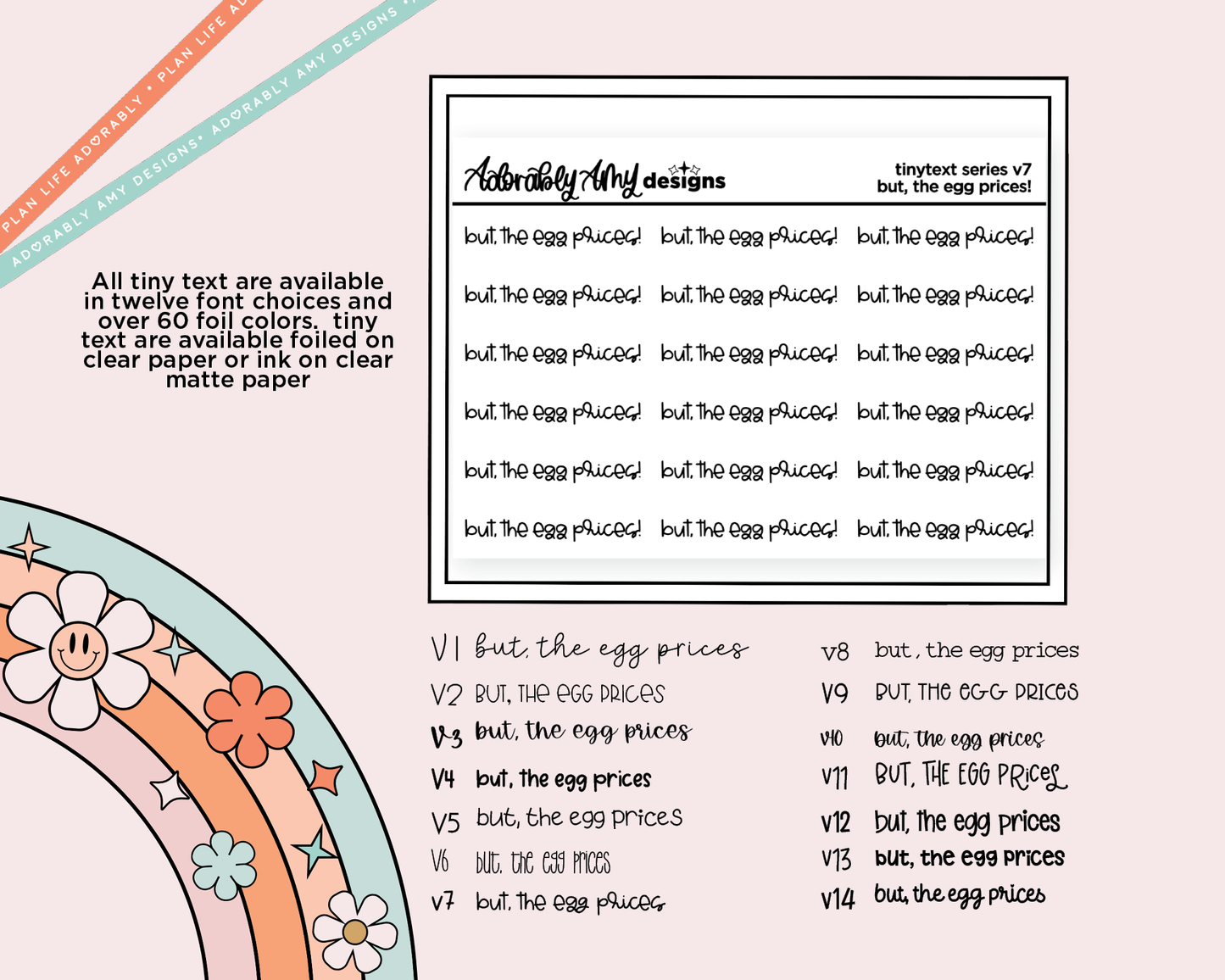 Foiled Tiny Text Series - But, the Egg Prices! Checklist Size Planner Sticker Sheet