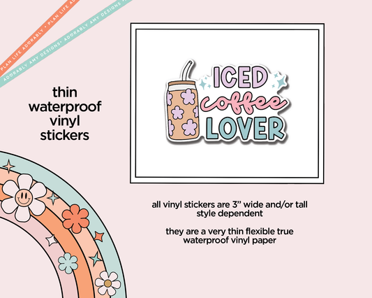 Waterproof Vinyl Large Diecut Stickers - Iced Coffee Lover