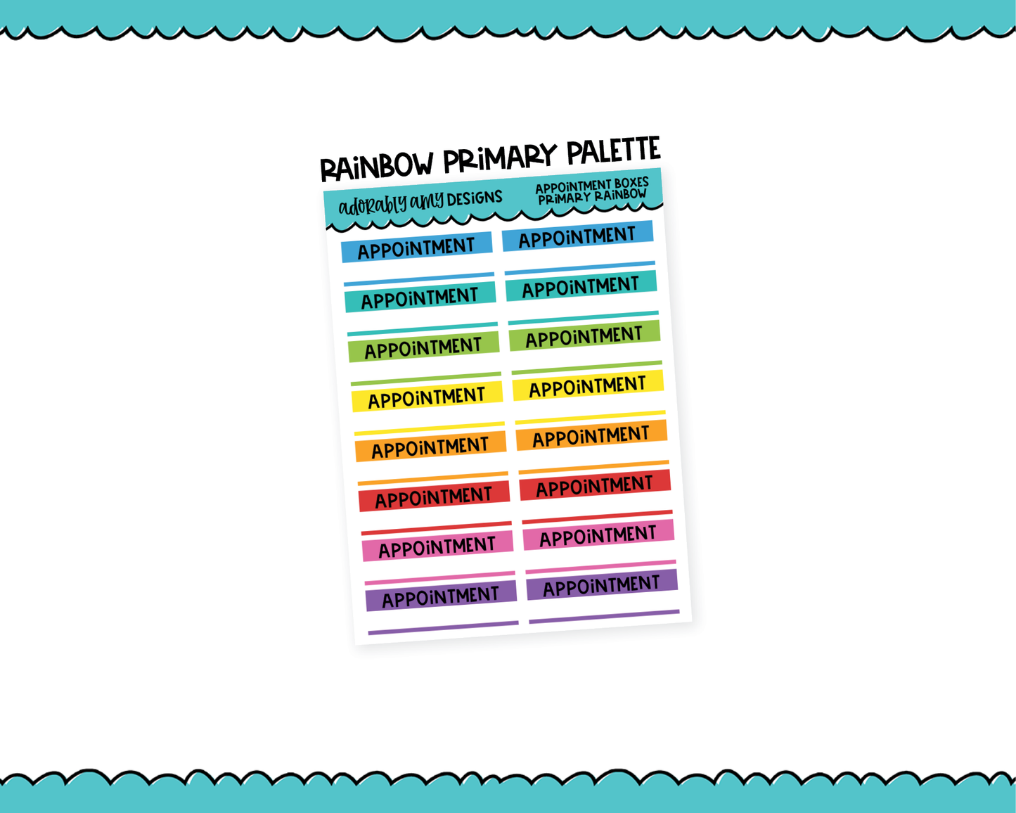 Rainbow Appointment Quarter Box Reminder Tracker Stickers for any Planner or Insert - Adorably Amy Designs
