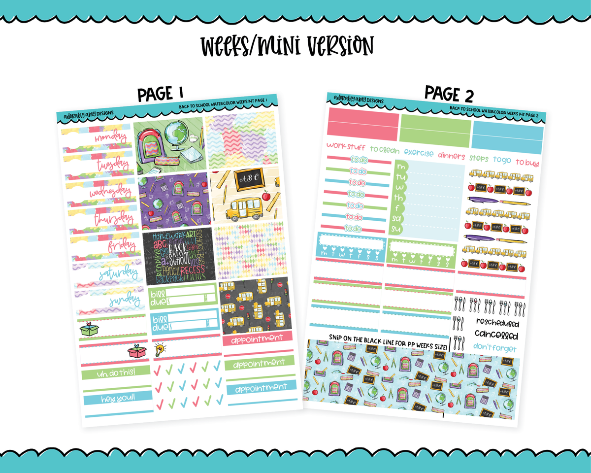 Mini B6 Be My Valentine Watercolor Weekly Planner Sticker Kit sized fo –  Adorably Amy Designs