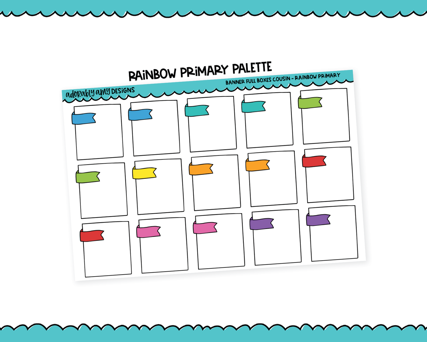 Hobo Cousin Rainbow Banner Full Boxes Planner Stickers for Hobo Cousin or any Planner or Insert