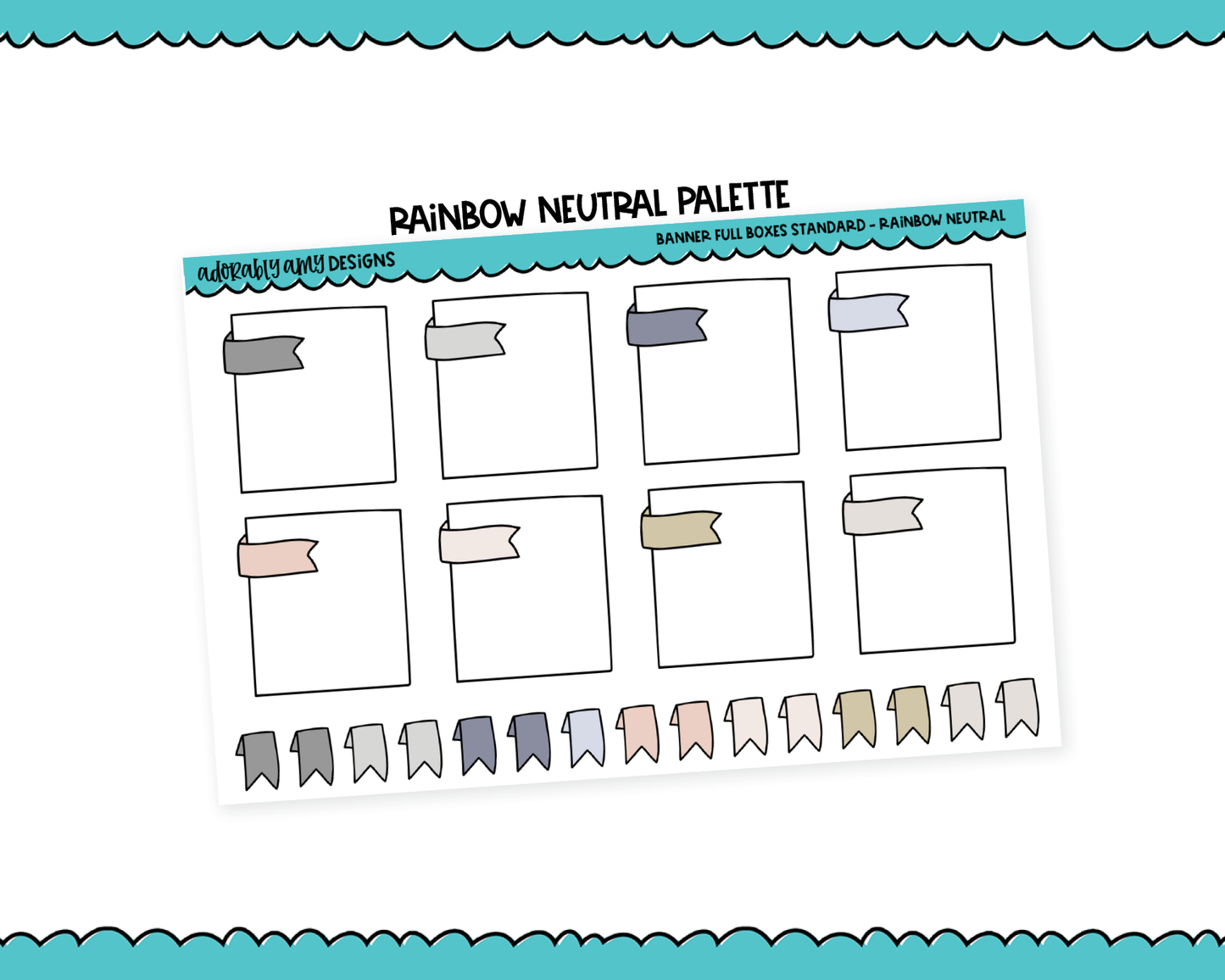 Rainbow Banner Full Boxes Standard Stickers for any Planner or Insert