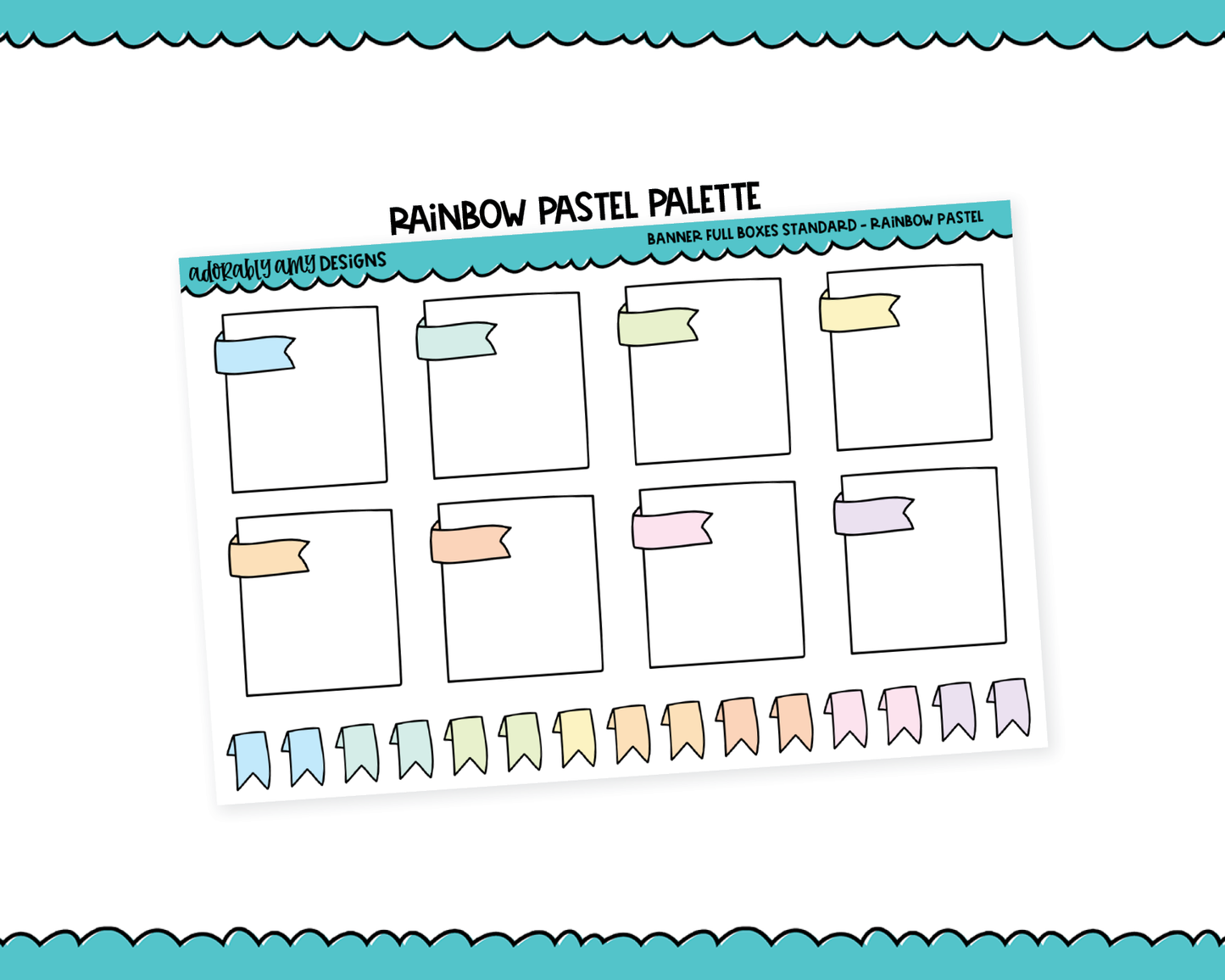 Rainbow Banner Full Boxes Standard Stickers for any Planner or Insert