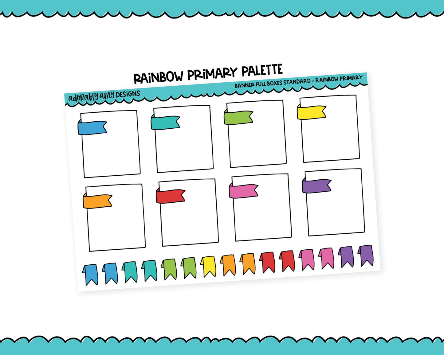 Rainbow Banner Full Boxes Standard Stickers for any Planner or Insert