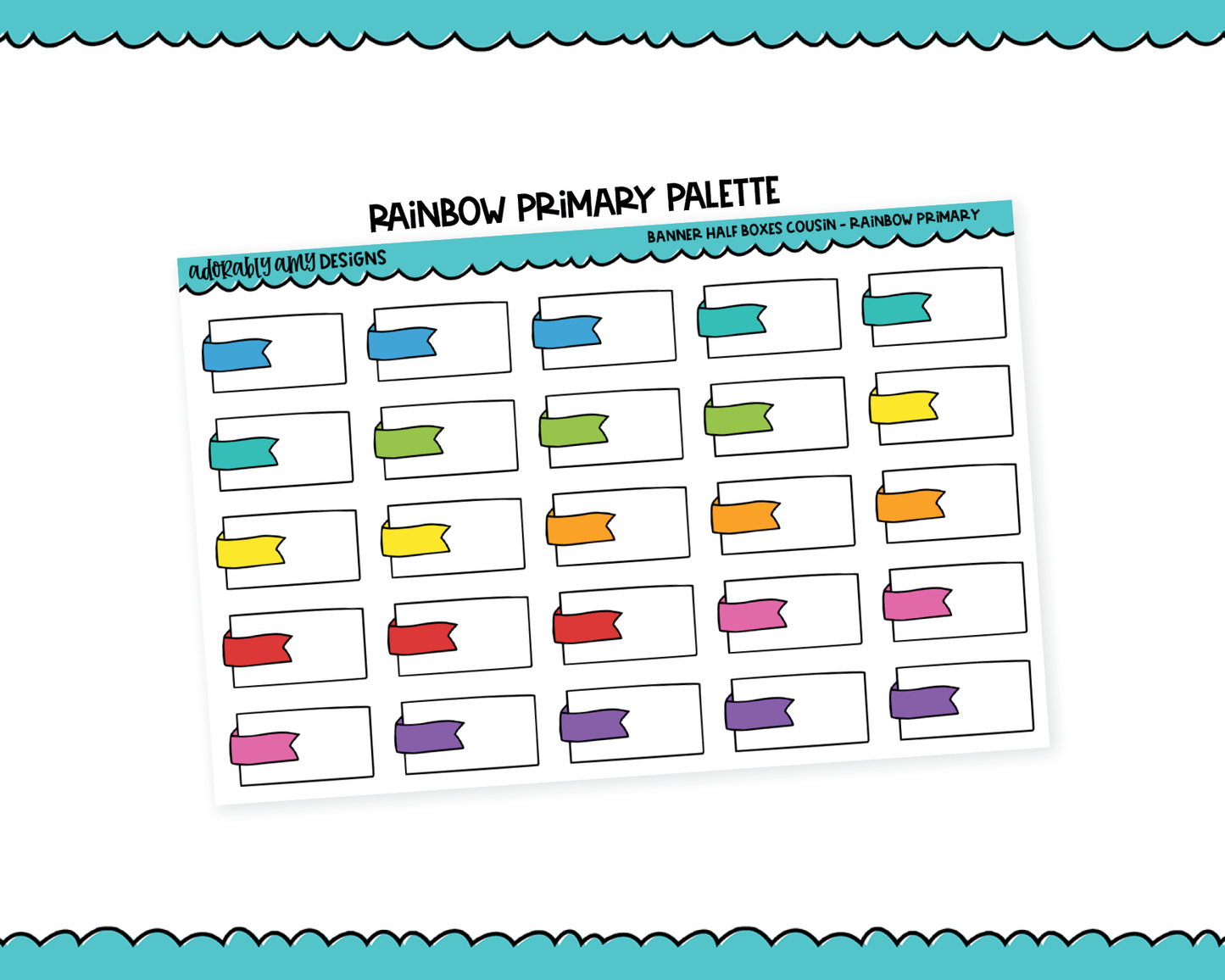 Hobo Cousin Rainbow Banner Half Boxes Planner Stickers for Hobo Cousin or any Planner or Insert