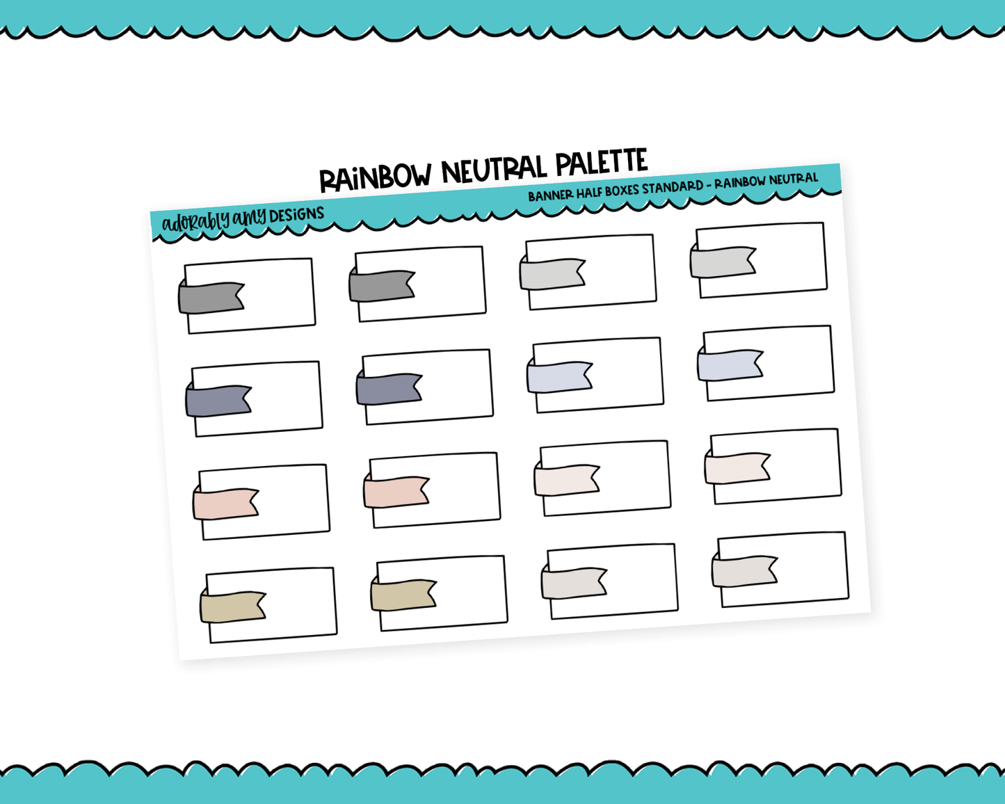 Rainbow Banner Half Boxes Standard Stickers for any Planner or Insert