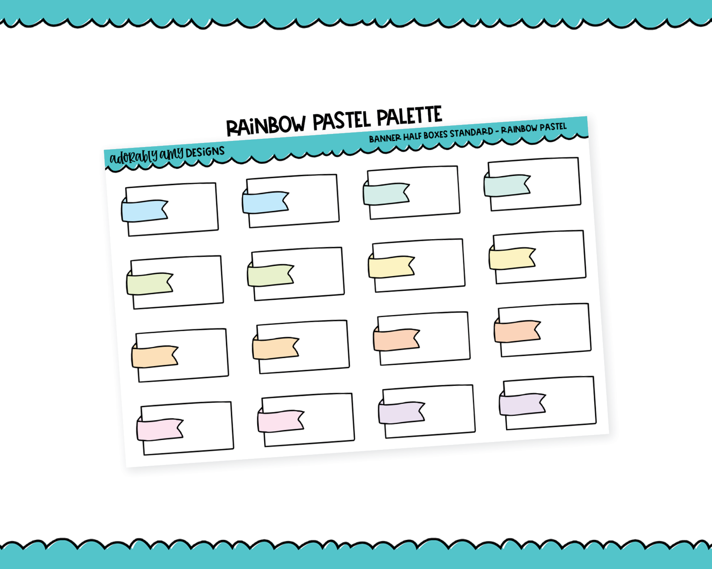 Rainbow Banner Half Boxes Standard Stickers for any Planner or Insert