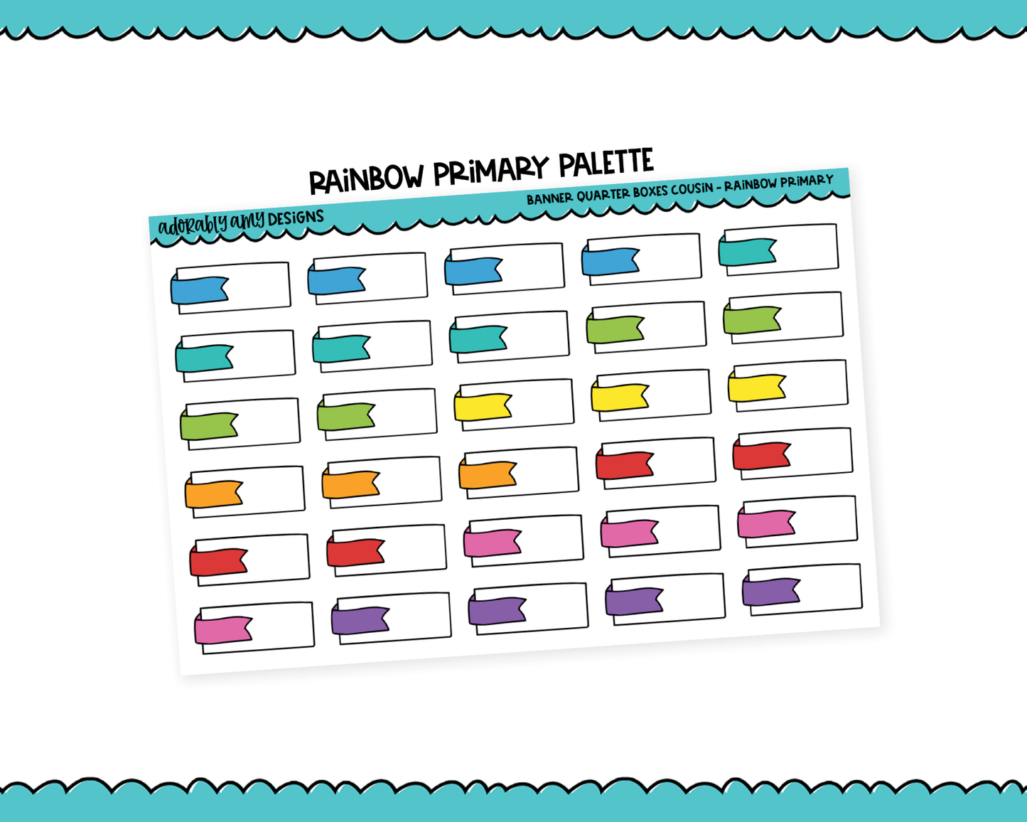 Hobo Cousin Rainbow Banner Quarter Boxes Planner Stickers for Hobo Cousin or any Planner or Insert