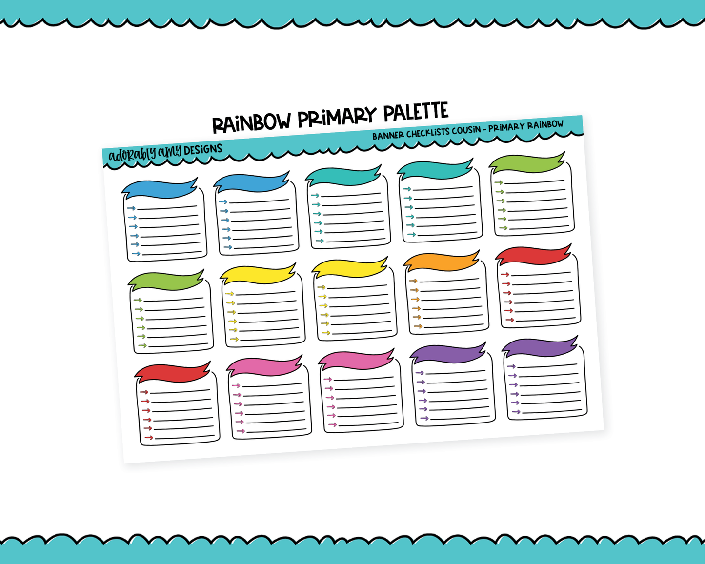 Hobo Cousin Rainbow Banner Checklist Boxes Planner Stickers for Hobo Cousin or any Planner or Insert