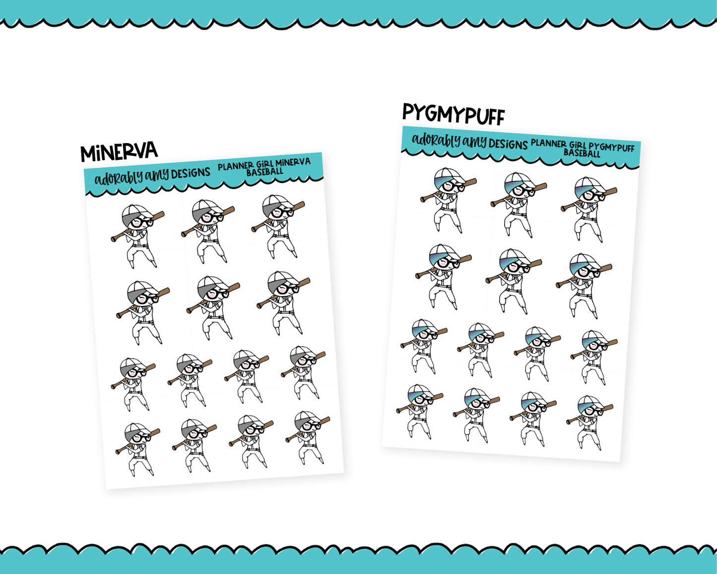 Doodled Planner Girls Character Stickers Baseball Decoration Planner Stickers for any Planner or Insert