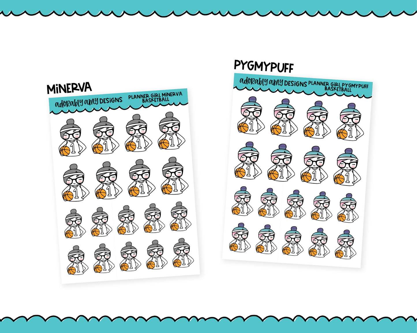 Doodled Planner Girls Character Stickers Basketball Decoration Planner Stickers for any Planner or Insert