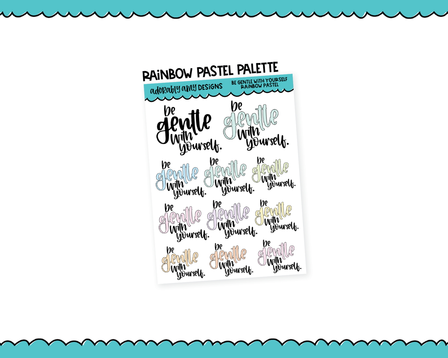 Rainbow or Black Be Gentle Inspirational Typography Planner Stickers for any Planner or Insert