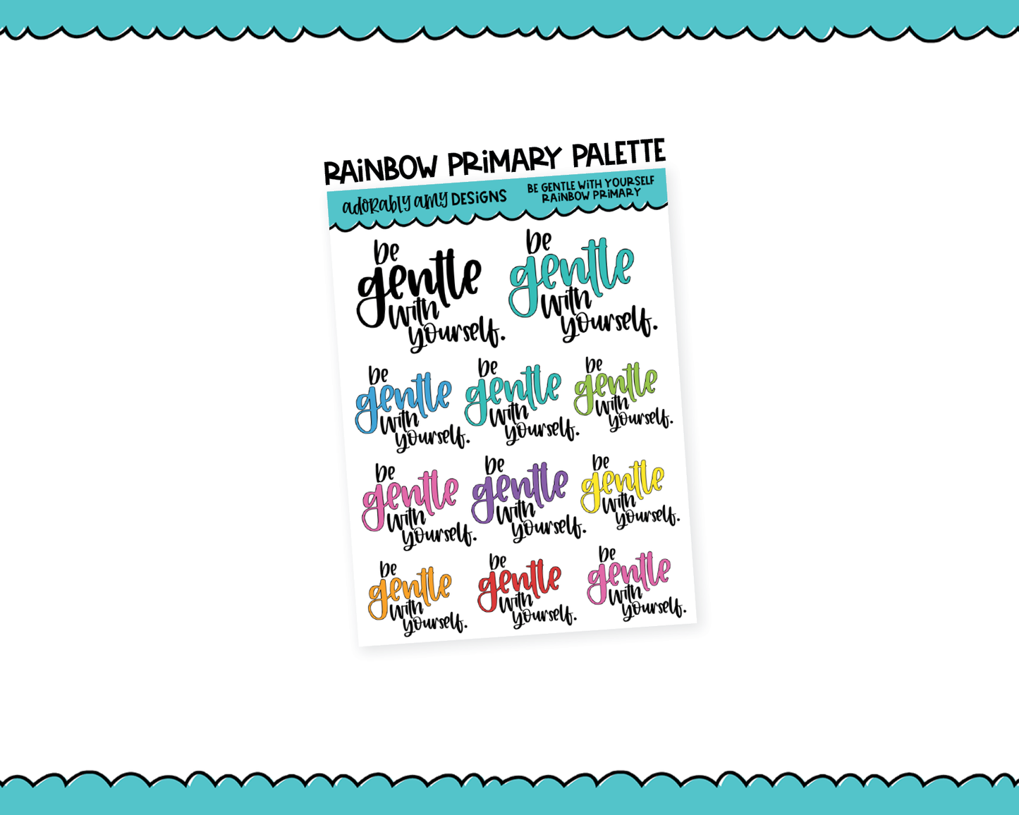 Rainbow or Black Be Gentle Inspirational Typography Planner Stickers for any Planner or Insert