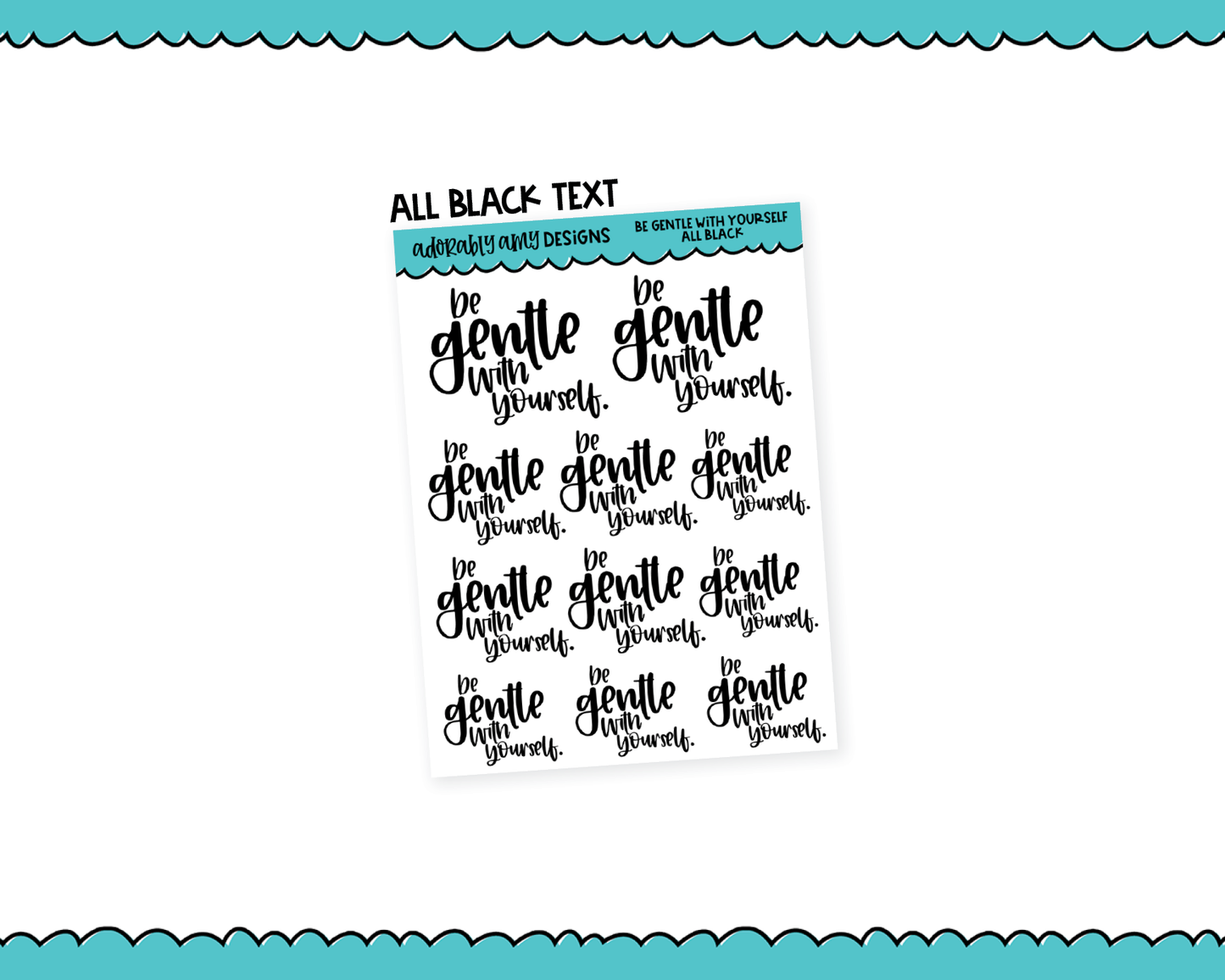 Rainbow or Black Be Gentle Inspirational Typography Planner Stickers for any Planner or Insert