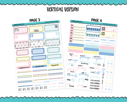 Vertical Bee Fun Pastel Planner Sticker Kit for Vertical Standard Size Planners or Inserts