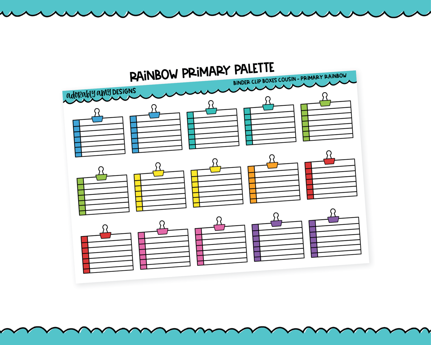Hobo Cousin Rainbow Binder Clip Boxes Planner Stickers for Hobo Cousin or any Planner or Insert