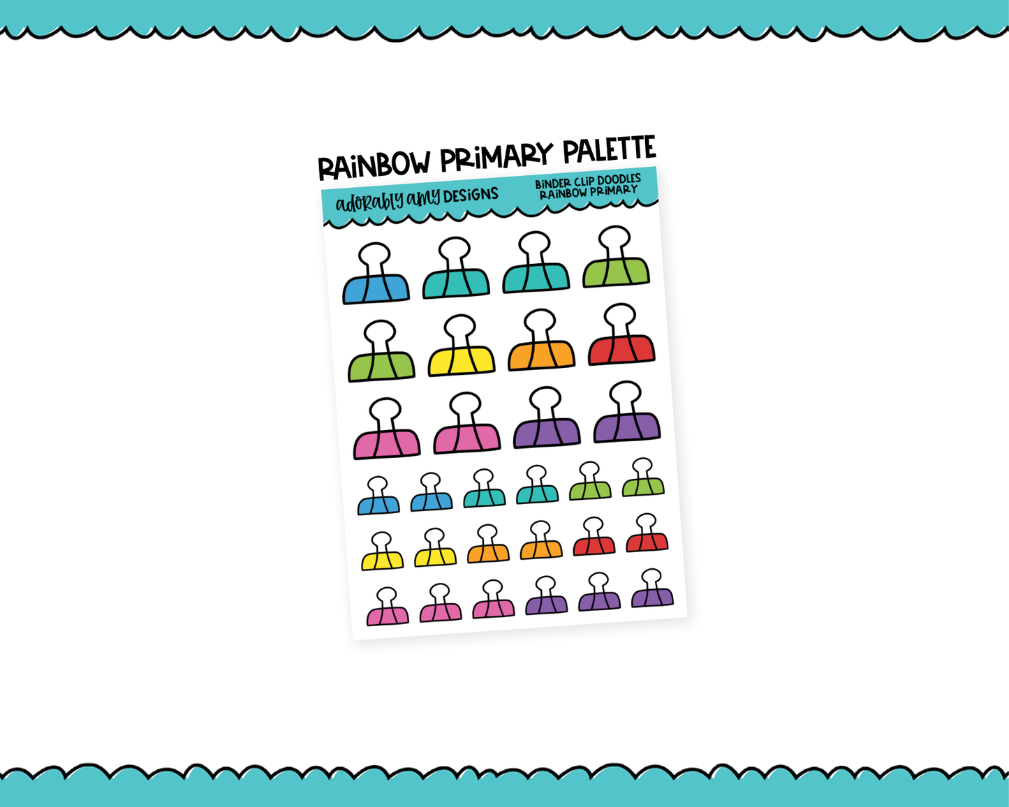 Rainbow Binder Clip Doodles Deco Stickers for any Planner or Insert