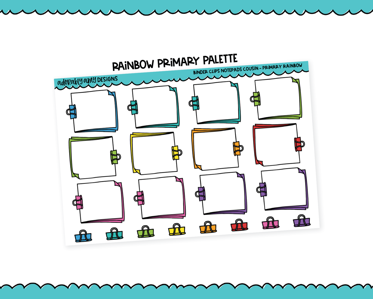 Hobo Cousin Rainbow Binder Clip Notepads Planner Stickers for Hobo Cousin or any Planner or Insert