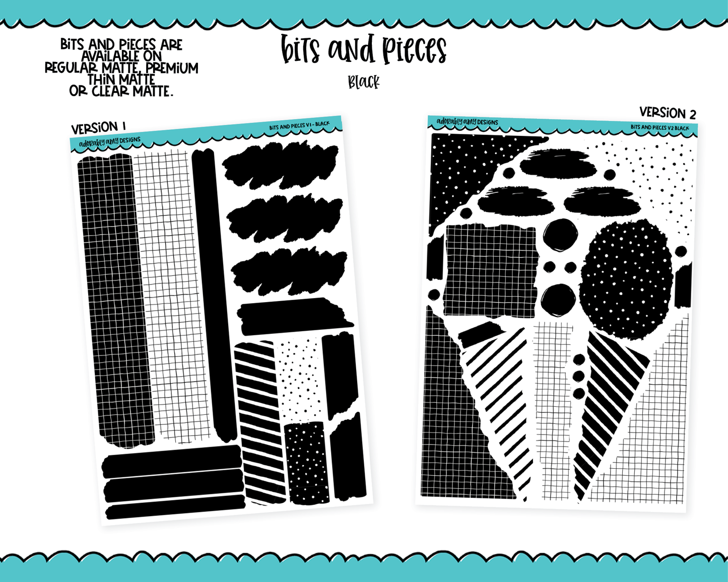 Bits & Pieces V1 & V2- Fun Kit Addons for Any Planner in 13 different Color Schemes