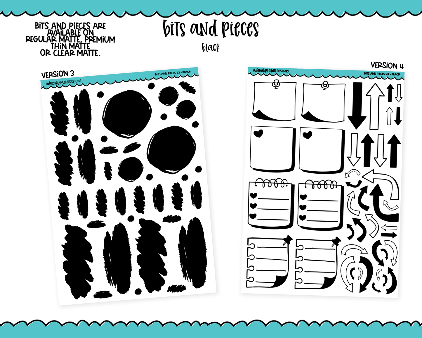 Bits & Pieces V3 & V4- Fun Kit Addons for Any Planner in 13 different Color Schemes