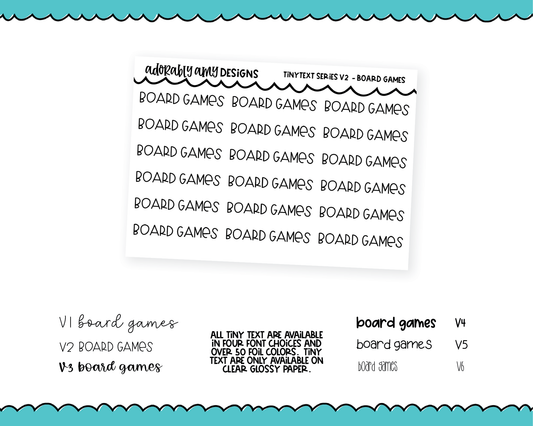 Foiled Tiny Text Series - Board Games Checklist Size Planner Stickers for any Planner or Insert