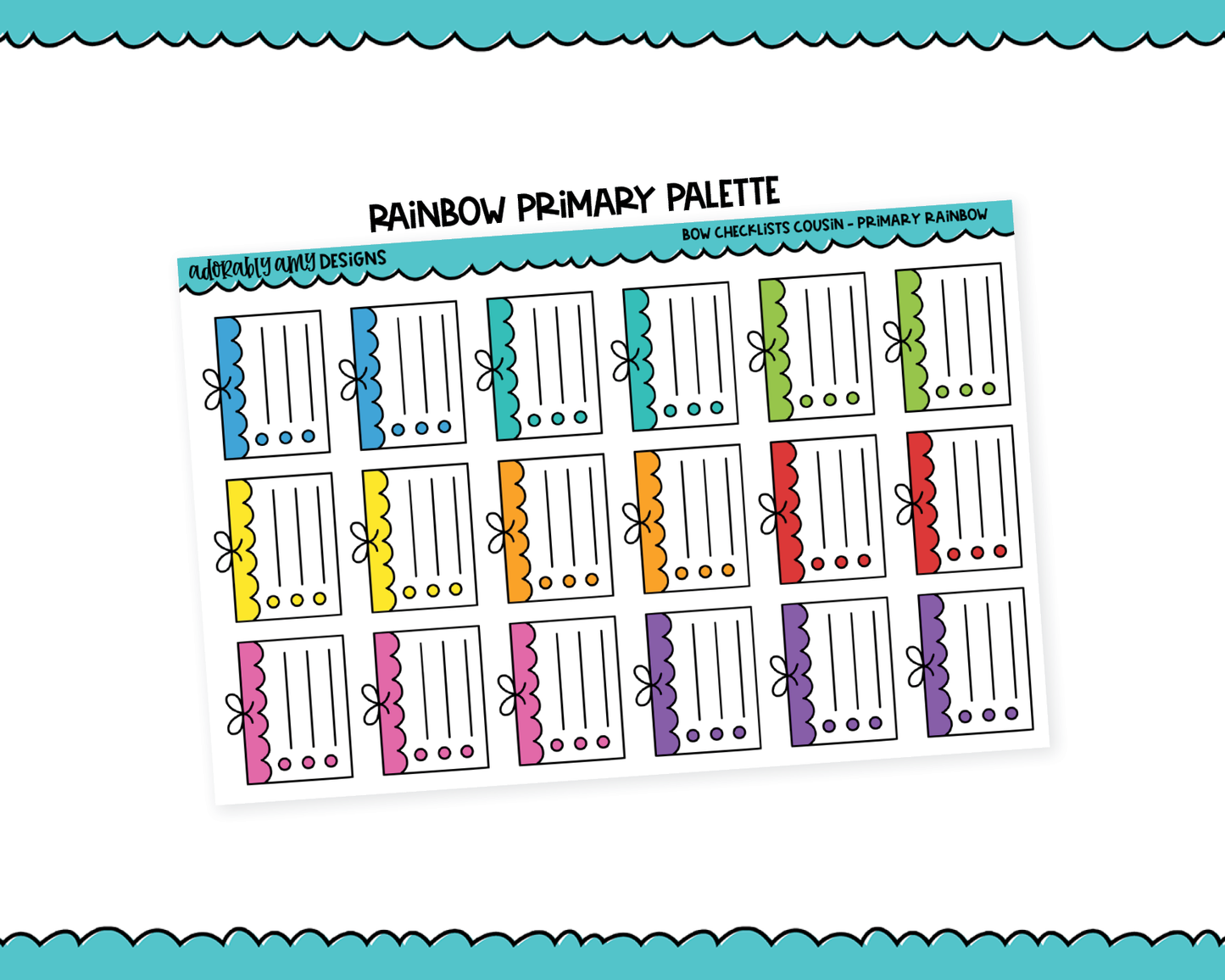 Hobo Cousin Rainbow Bow Checklist Boxes Planner Stickers for Hobo Cousin or any Planner or Insert