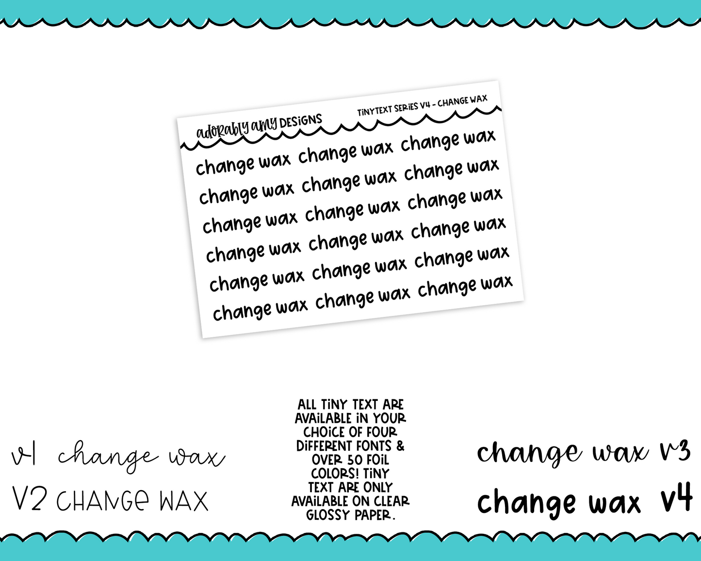 Foiled Tiny Text Series - Change Wax Checklist Size Planner Stickers for any Planner or Insert
