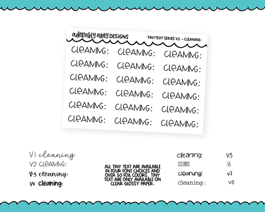 Foiled Tiny Text Series - Cleaning Checklist Size Planner Stickers for any Planner or Insert