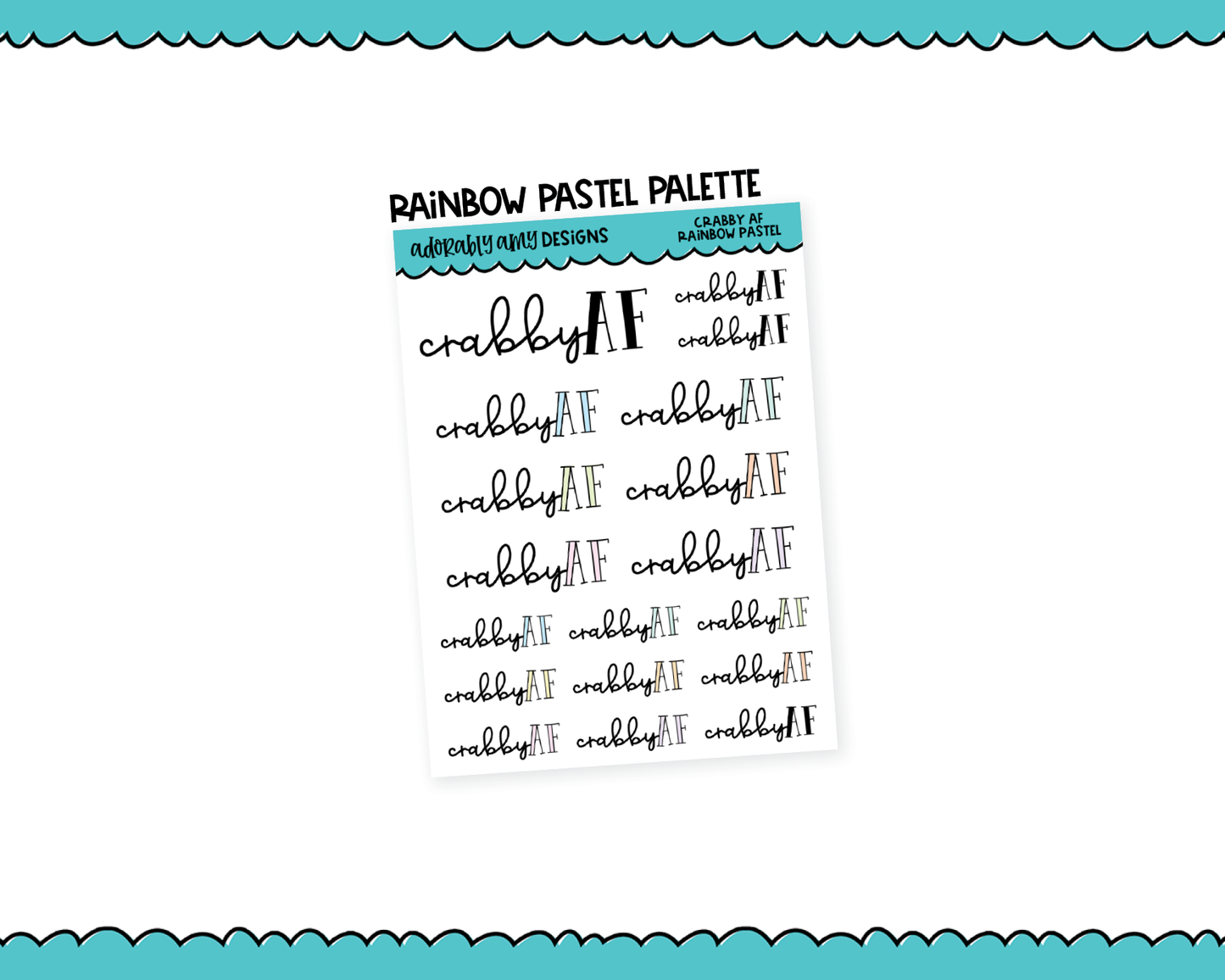 Rainbow or Black Crabby AF Snarky Typography Planner Stickers for any Planner or Insert