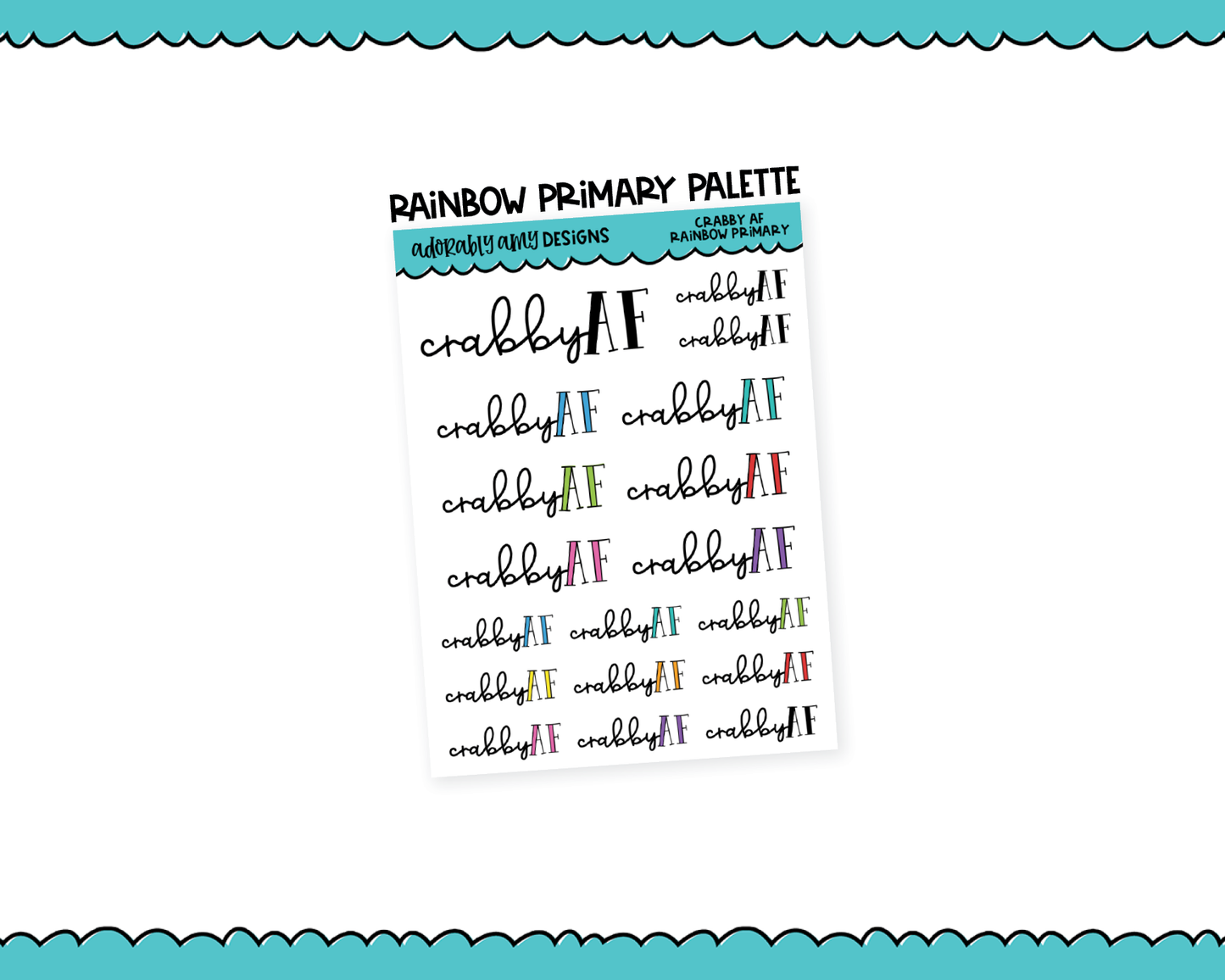 Rainbow or Black Crabby AF Snarky Typography Planner Stickers for any Planner or Insert