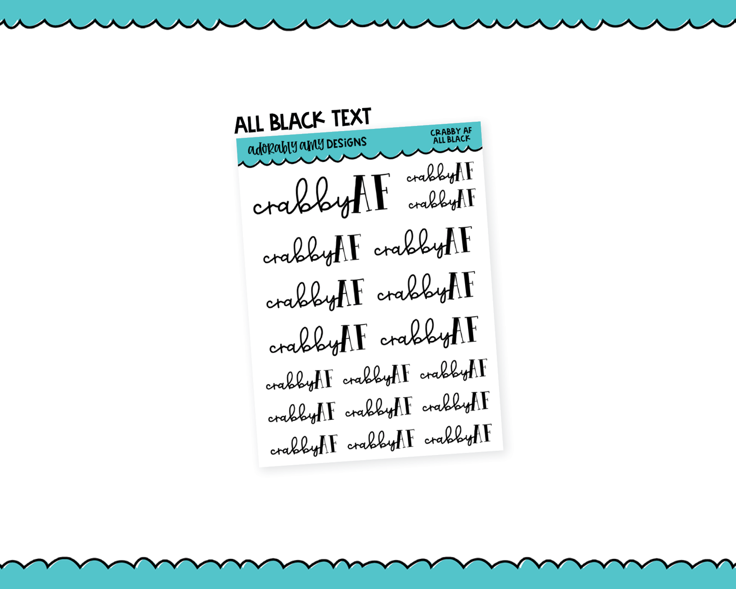 Rainbow or Black Crabby AF Snarky Typography Planner Stickers for any Planner or Insert