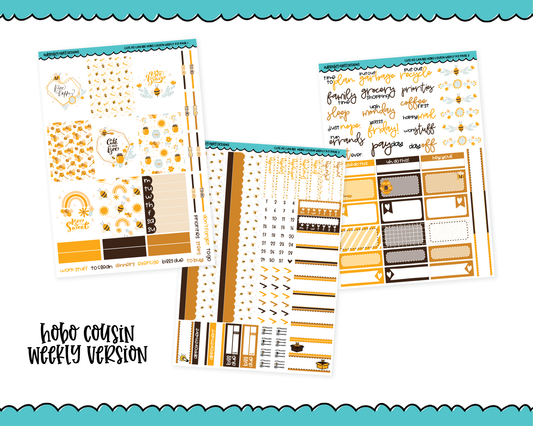 Hobonichi Cousin Weekly Cute As Can Bee Planner Sticker Kit for Hobo Cousin or Similar Planners