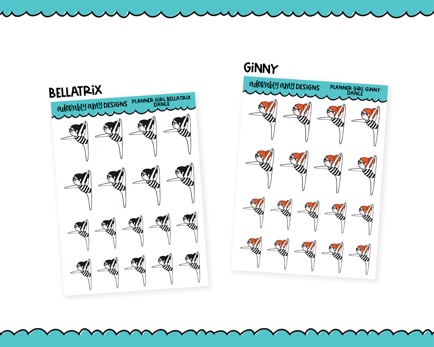 Doodled Planner Girls Character Stickers Dance Decoration Planner Stickers for any Planner or Insert
