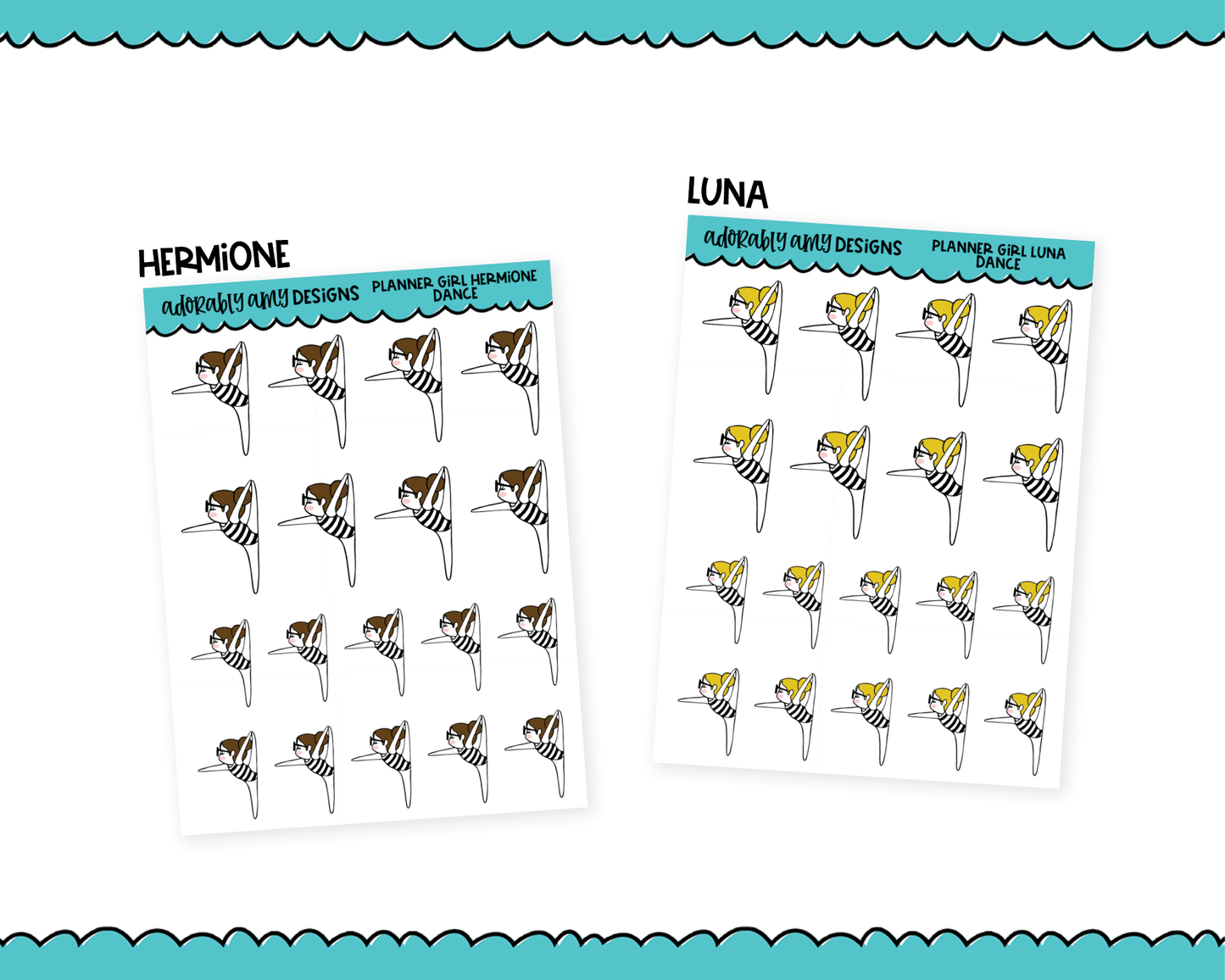 Doodled Planner Girls Character Stickers Dance Decoration Planner Stickers for any Planner or Insert