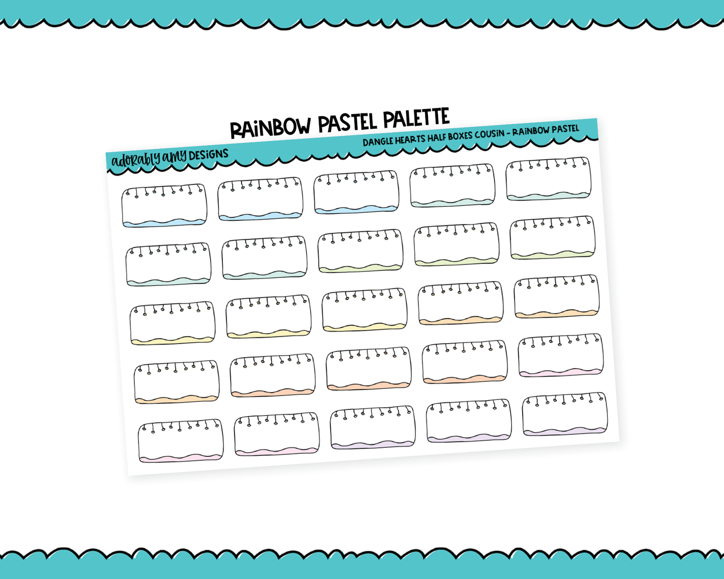 Hobo Cousin Dangle Hearts Half Boxes Planner Stickers for Hobo Cousin or any Planner or Insert