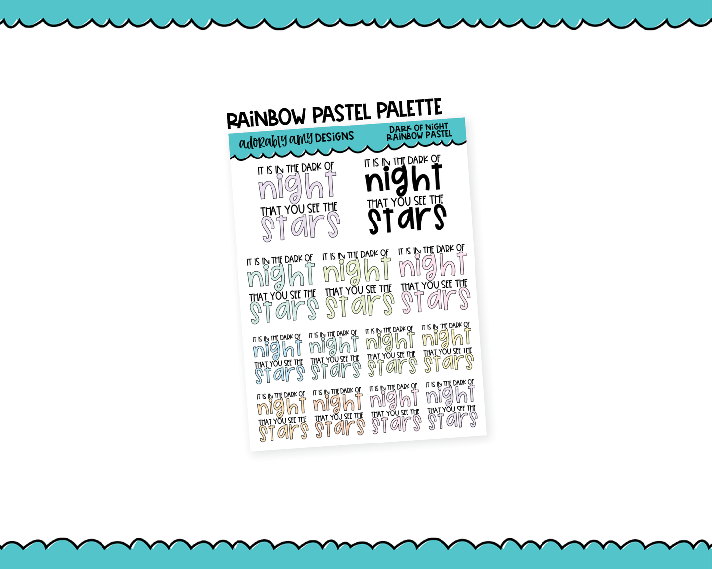 Rainbow or Black Dark of Night See Stars Motivational Typography Planner Stickers for any Planner or Insert