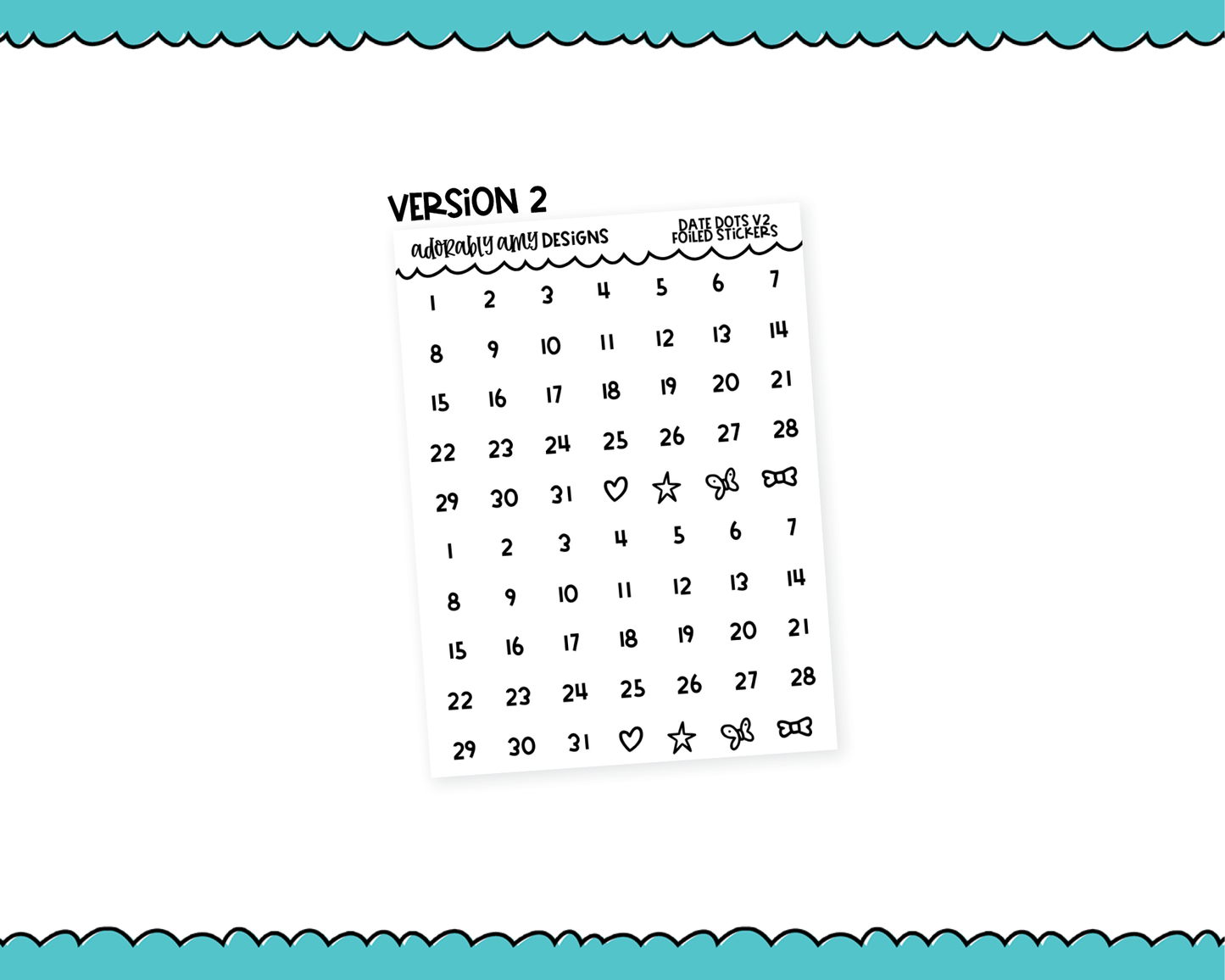 Foiled Date Dots Versions 1 and 2 Stickers for any Planner or Insert