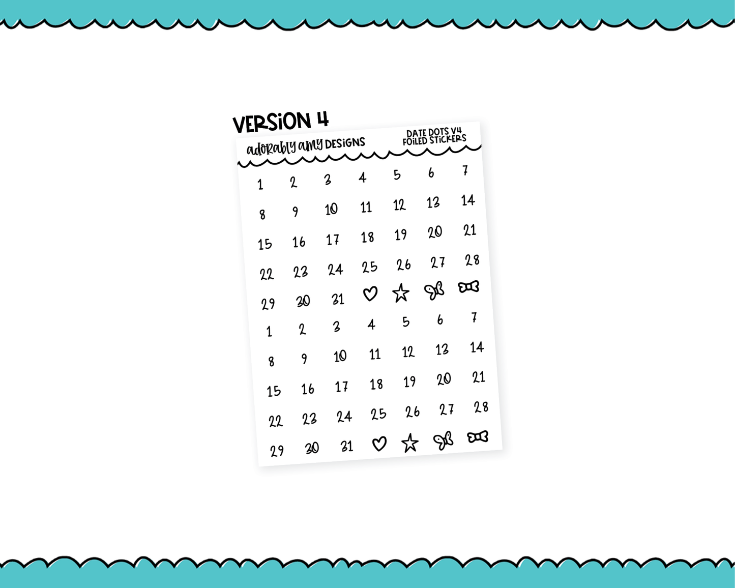 Foiled Date Dots Versions 3 and 4 Stickers for any Planner or Insert