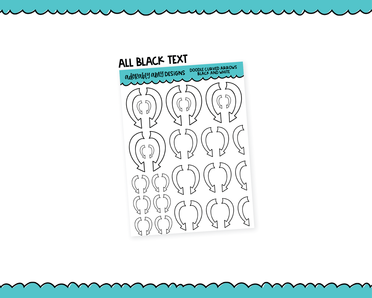 Rainbow Doodled Curved Arrows for Any Size Planner or Insert