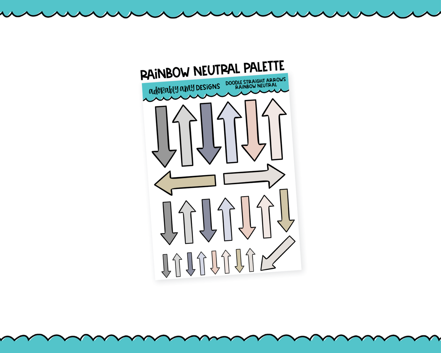 Rainbow Doodled Straight Arrows for Any Size Planner or Insert