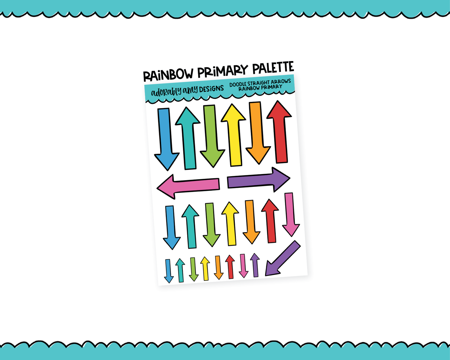 Rainbow Doodled Straight Arrows for Any Size Planner or Insert