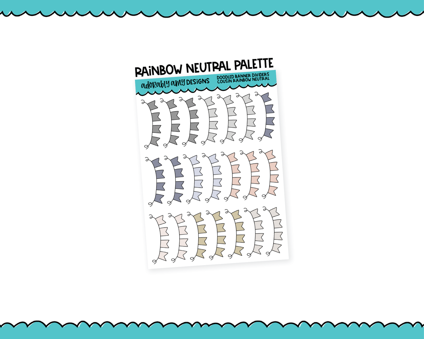 Hobo Cousin Rainbow Banner Doodled Headers or Dividers Planner Stickers for Hobo Cousin or any Planner or Insert