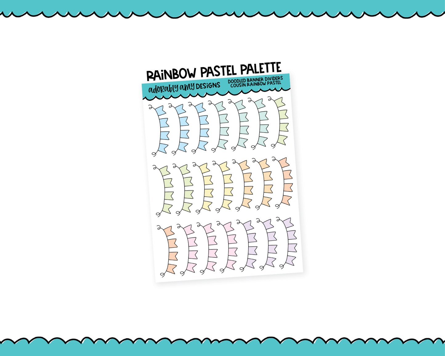 Hobo Cousin Rainbow Banner Doodled Headers or Dividers Planner Stickers for Hobo Cousin or any Planner or Insert
