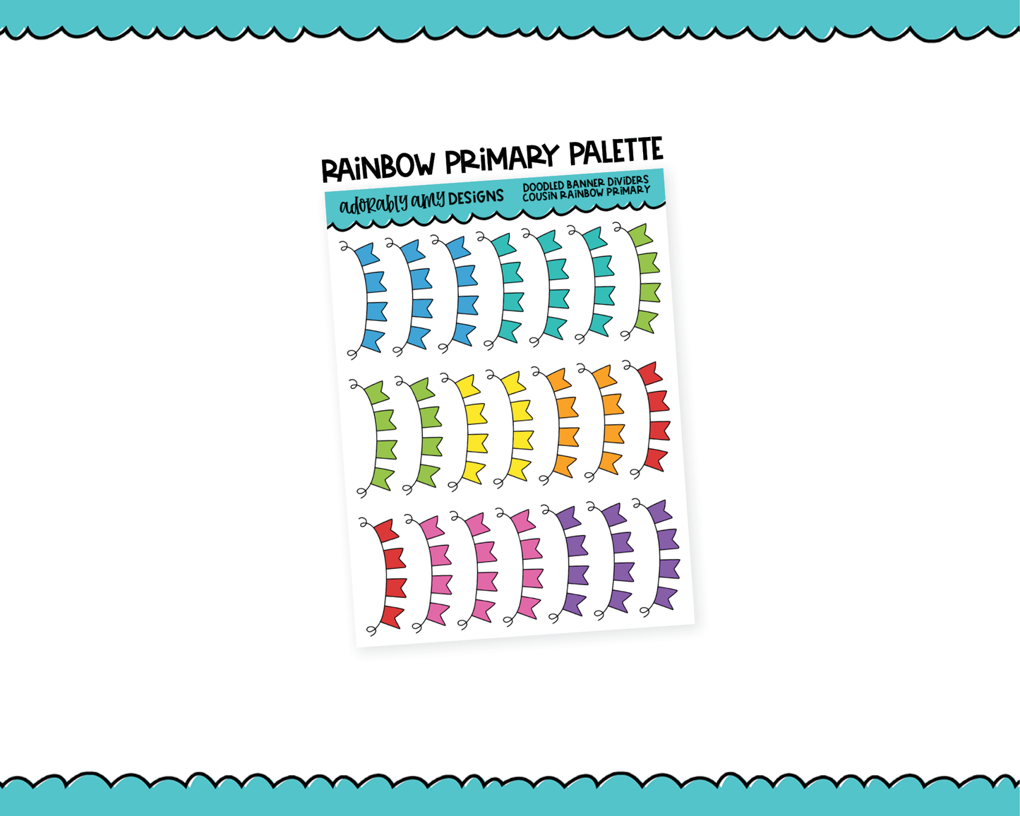 Hobo Cousin Rainbow Banner Doodled Headers or Dividers Planner Stickers for Hobo Cousin or any Planner or Insert