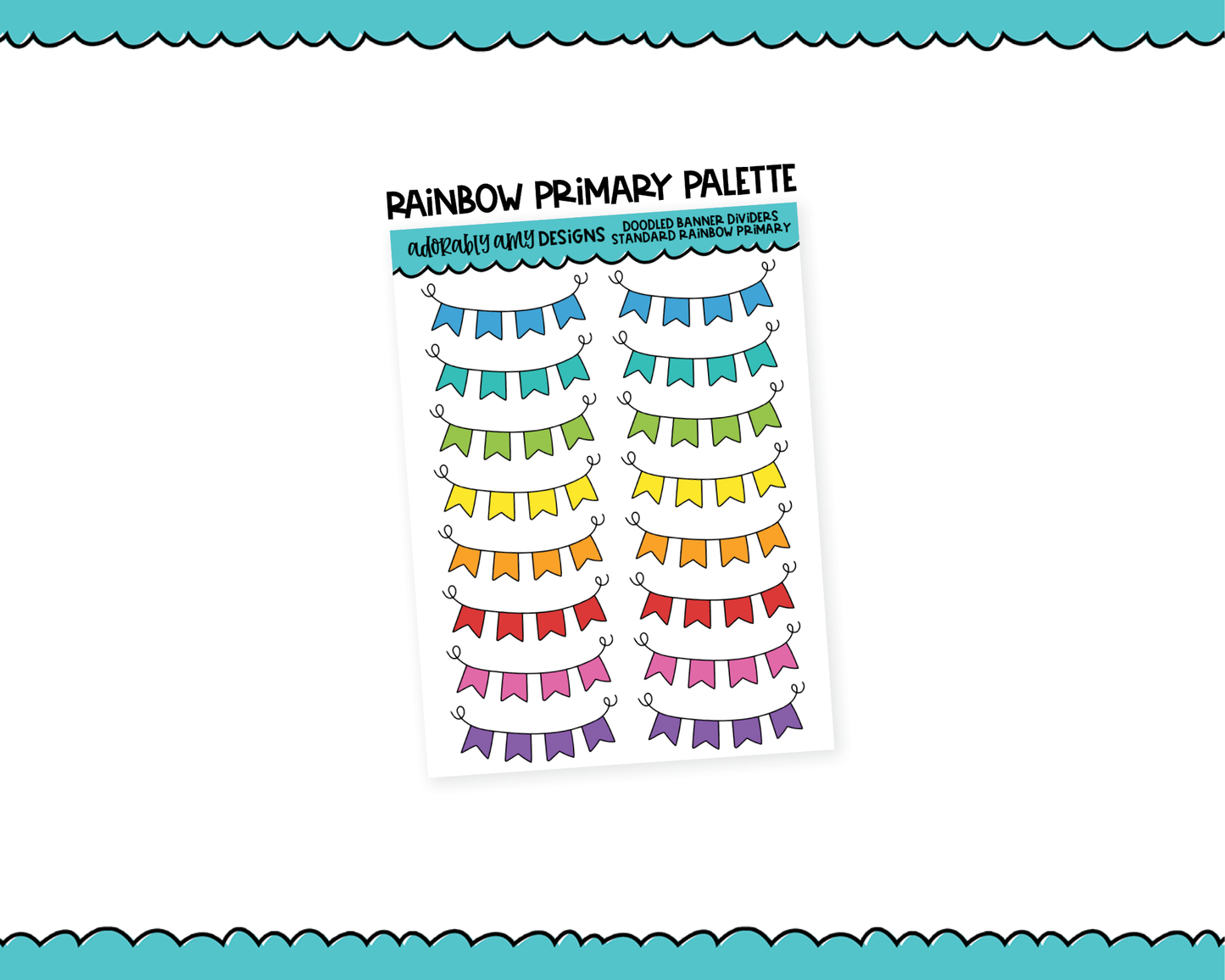 Rainbow Banner Doodle Dividers Standard Size Stickers for any Planner or Insert