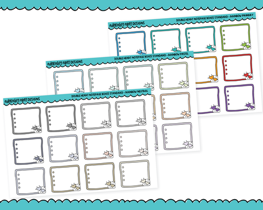 Rainbow Double Hearts Boxes Standard Stickers for any Planner or Insert