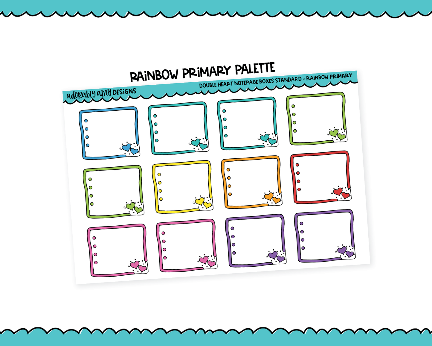 Rainbow Double Hearts Boxes Standard Stickers for any Planner or Insert