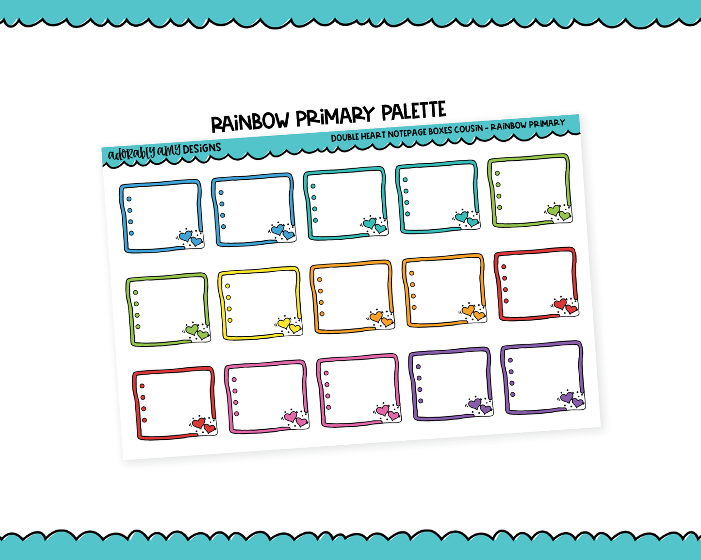 Hobo Cousin Double Heart Boxes Planner Stickers for Hobo Cousin or any Planner or Insert