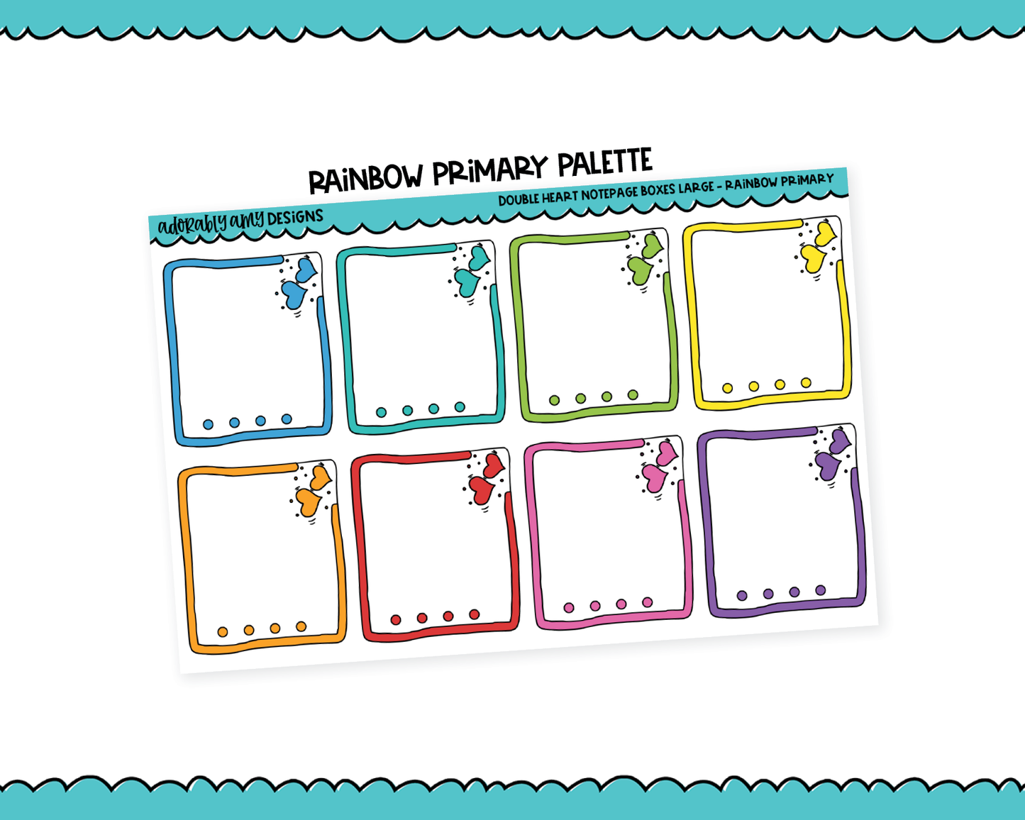 Rainbow Double Hearts Boxes Large/Jumbo Stickers for any Planner or Insert